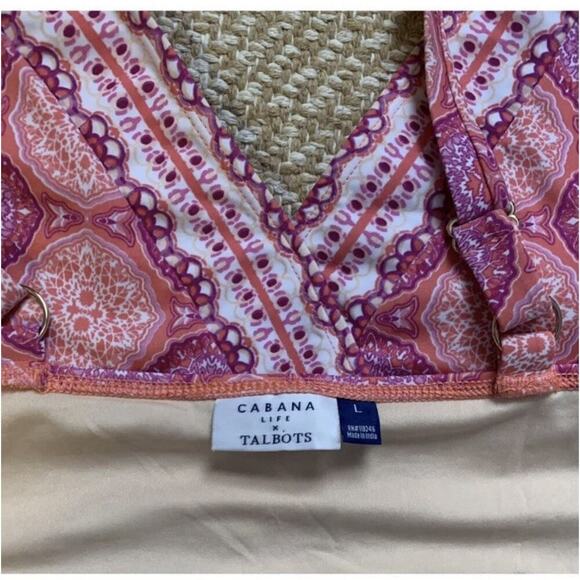 Cabana Life Talbots Pink Halter One Piece Halter Pink Sunrise Plaid Swimsuit Lg - Picture 4 of 7